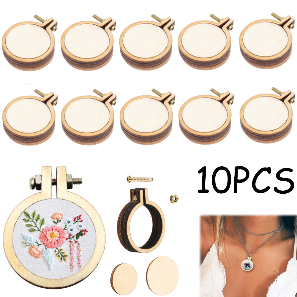 Embroidery Hoop Kit - 10 ชิ้น/เซ็ตไม้มินิเย็บปักถักร้อย Hoop แหวน Cross Stitch