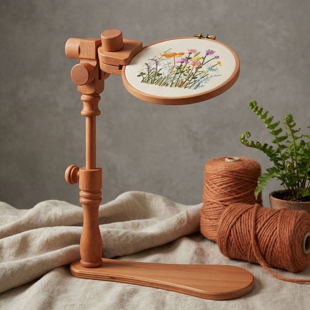 Embroidery Hoop Kit - ขาตั้งวงแหวนปักผ้าแบบพกพาสำหรับมืออาชีพ ฐานวางปักผ้าแบบมั่นคง ชั้นวางงานปักครอสติช ขาตั้งงานปักครอสติชไม้ DIY ขาตั้งงานฝีมือสำหรับใช้ในบ้าน