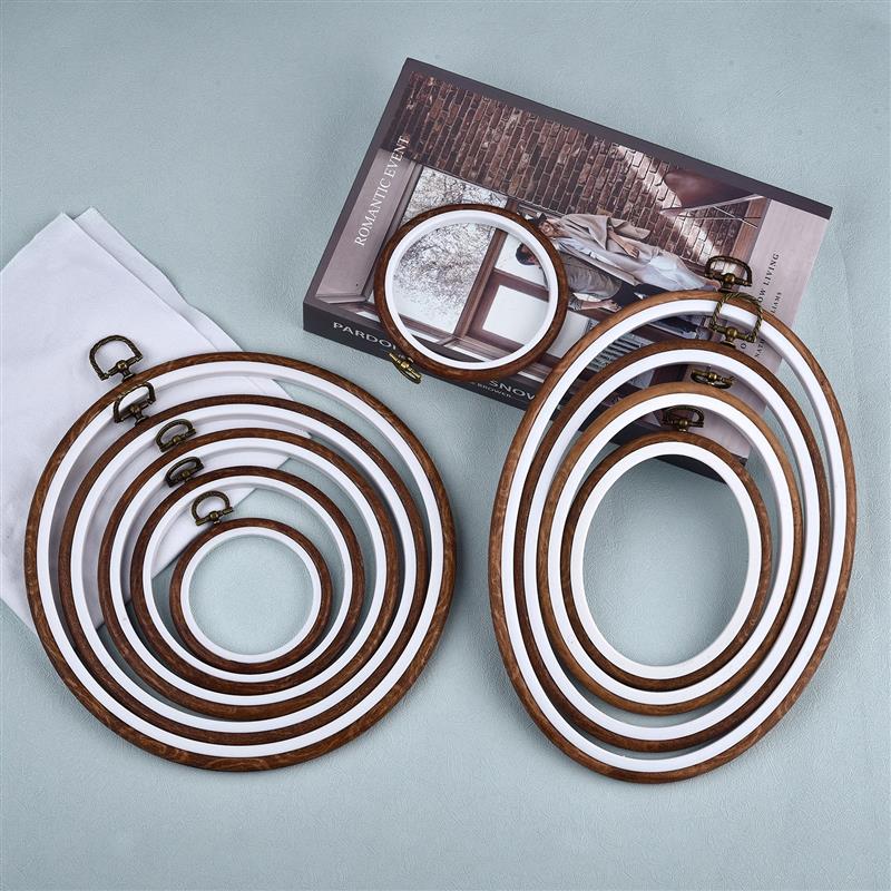 Embroidery Hoop Kit - ชุดวงแหวนปักผ้าไม้รูปวงรี วงกลม พร้อมวงแหวนปักผ้าพลาสติกหลากสี สำหรับงานปักครอสติช DIY อุปกรณ์งานฝีมือ