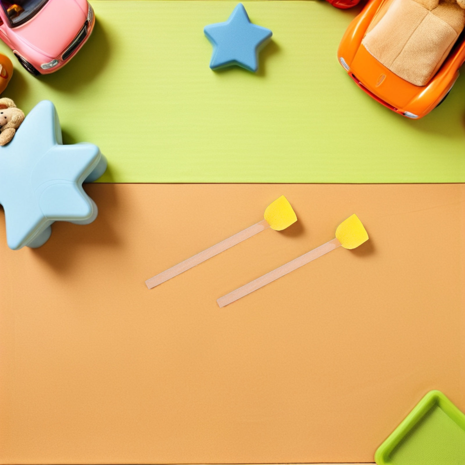 Art Craft Preschool - แปรงฟองน้ำทรงกลม 80 ชิ้น ด้ามไม้ ใช้ซ้ำได้ อุปกรณ์ศิลปะสำหรับเด็ก