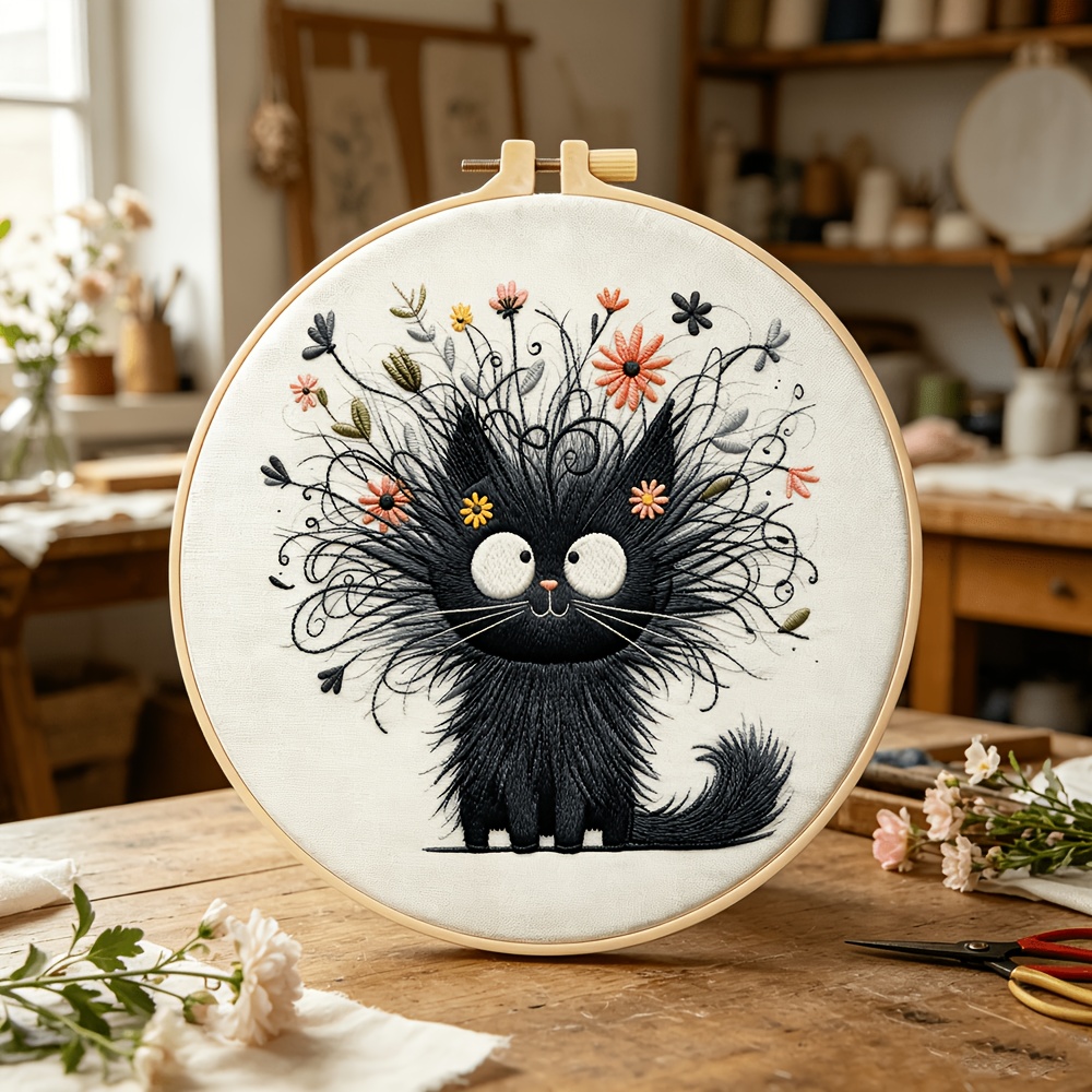 Embroidery Hoop Kit - ชุดปักผ้า DIY สำหรับผู้เริ่มต้น พร้อมลายพิมพ์สำเร็จรูป อุปกรณ์ครบชุด รวมที่ปัก