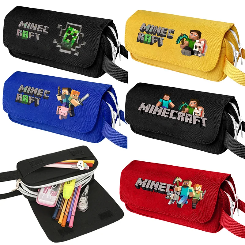 Art Craft Bag - กล่องใส่ดินสอซีรีส์พิกเซลสำหรับนักขุดเกม กล่องเครื่องเขียนนักเรียนลายเกมยอดนิยม กระเป๋าใส่ปากกาผ้าแคนวาสความจุขนาดใหญ่ อุปกรณ์การเรียน ของขวัญ
