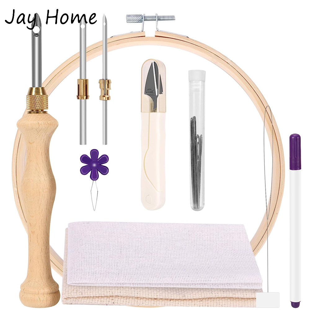 Embroidery Hoop Kit - Punch Needle Starter Kit พร้อมห่วงเย็บปักถักร้อยเข็มปรับได้ Punch