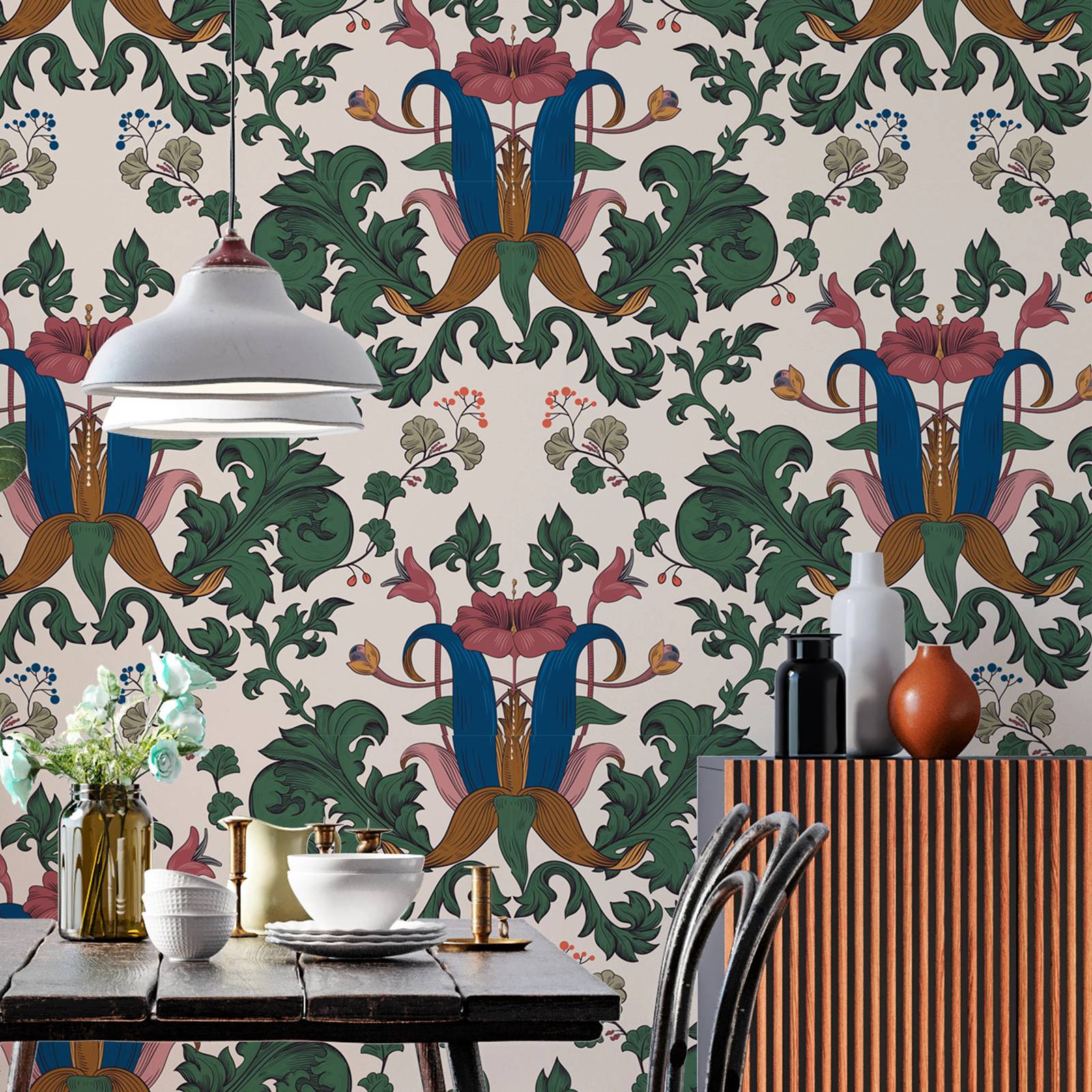 Art Craft William Morris - วอลเปเปอร์ลายวิลเลียม มอร์ริส งานศิลปะและงานฝีมือ ลายดอกไม้ ติดผนังแบบลอกและติด สำหรับตกแต่งบ้าน