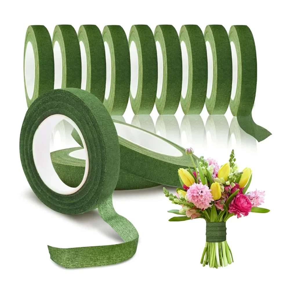 Art Craft Items - สีเขียวดอกไม้ที่สวยงามเทป 18 เมตรกระดาษเหนียวเทป Rose ดอกไม้ห่อดอกไม้ริบบิ้น