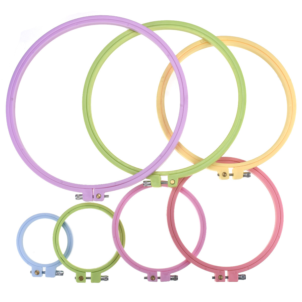 Embroidery Hoop Kit - ห่วงปักครอสติชทรงกลม วงแหวนพลาสติกสำหรับปักผ้า DIY หลายขนาด ปรับได้ อุปกรณ์เย็บปักถักร้อยทำมือ
