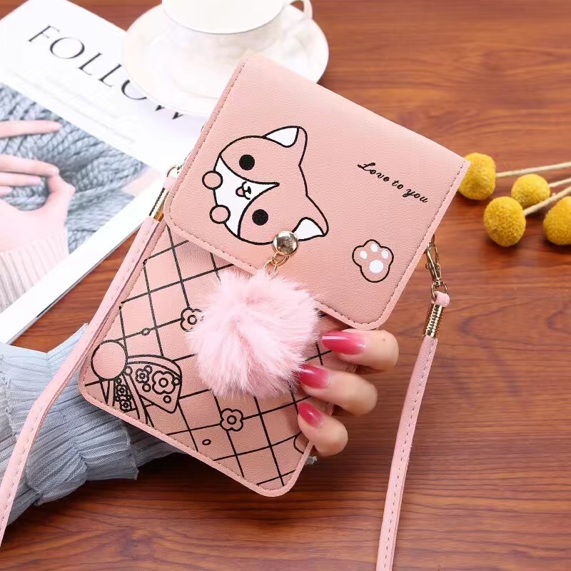 Art Craft Bag - กระเป๋าใส่โทรศัพท์หน้าจอสัมผัสลายการ์ตูนน่ารักสำหรับผู้หญิง - กระเป๋าสะพายข้างแบบใสบางเฉียบกระเป๋าสะพายไหล่ขนาดเล็กกระเป๋าสตางค์