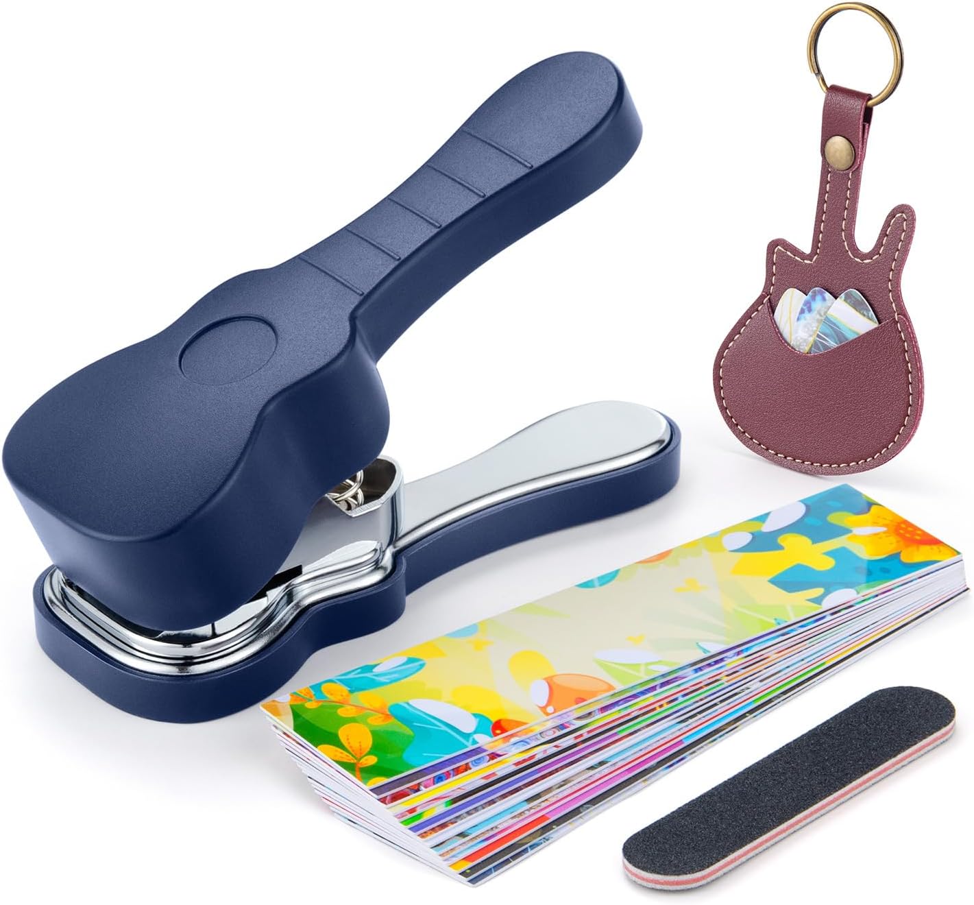 Leather Tooling Kit - ชุดเครื่องมือทำปิ๊กกีตาร์แฟชั่น, อุปกรณ์ทำปิ๊กกีตาร์ DIY พร้อมที่ใส่พิ๊กหนัง, ตะไบ และแถบสำหรับทำปิ๊ก