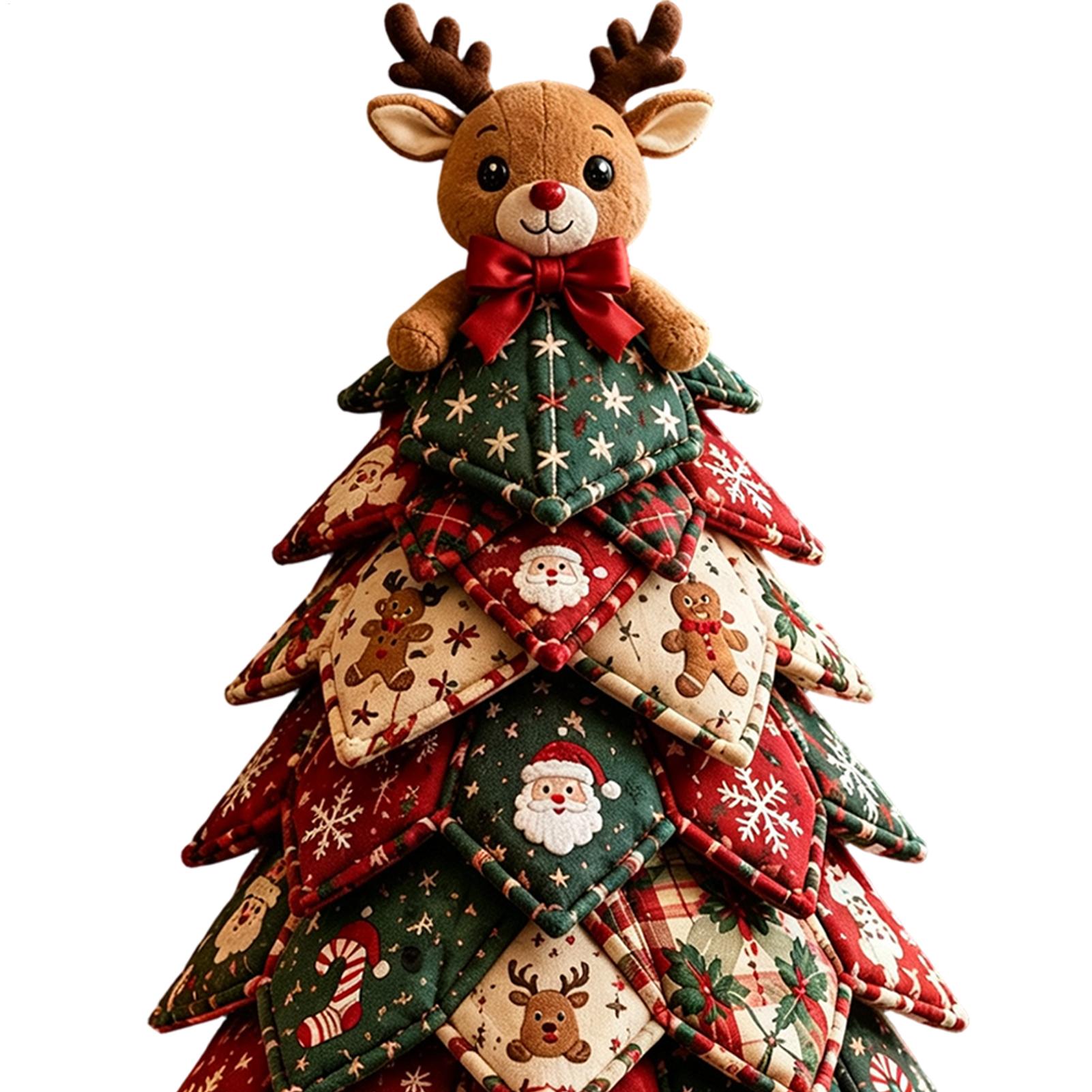 Art Craft Christmas Tree - ชุดงานฝีมือศิลปะต้นคริสต์มาสผ้าควิลท์ 3 มิติ สำหรับตกแต่งบ้าน ห้อง ชั้นวางของ