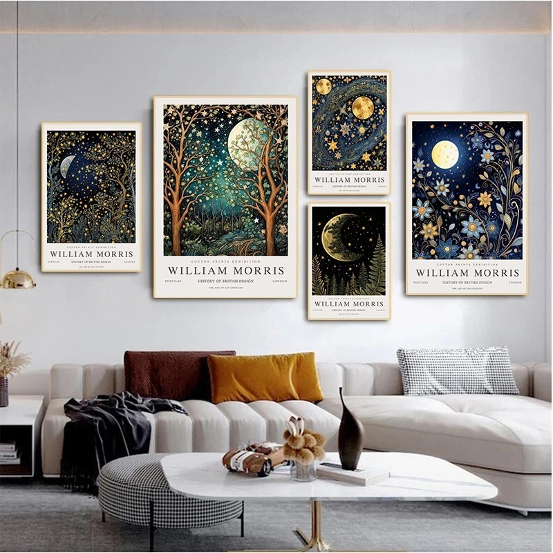 Vintage ดวงจันทร์และดาว Willia - Art Craft William Morris บทวิจารณ์และราคา