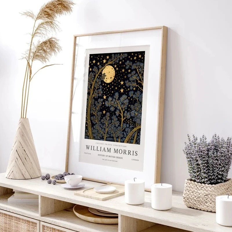 Vintage ดวงจันทร์และดาว Willia - Art Craft William Morris บทวิจารณ์และราคา
