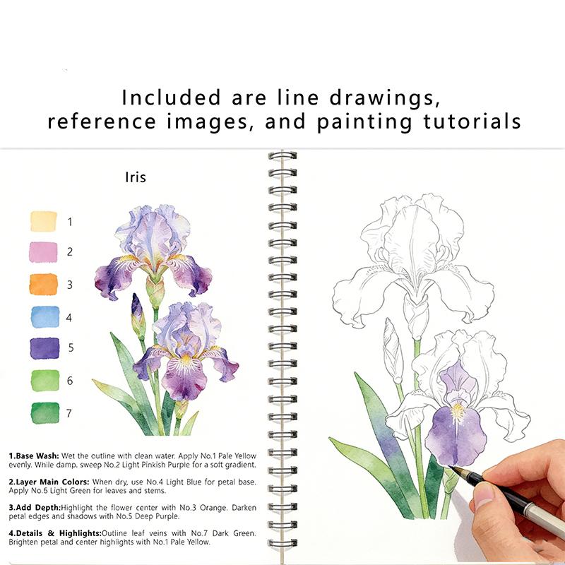 สมุดวาดภาพสีน้ำลายดอกไม้แบบเข้ - Art Craft Items บทวิจารณ์และราคา