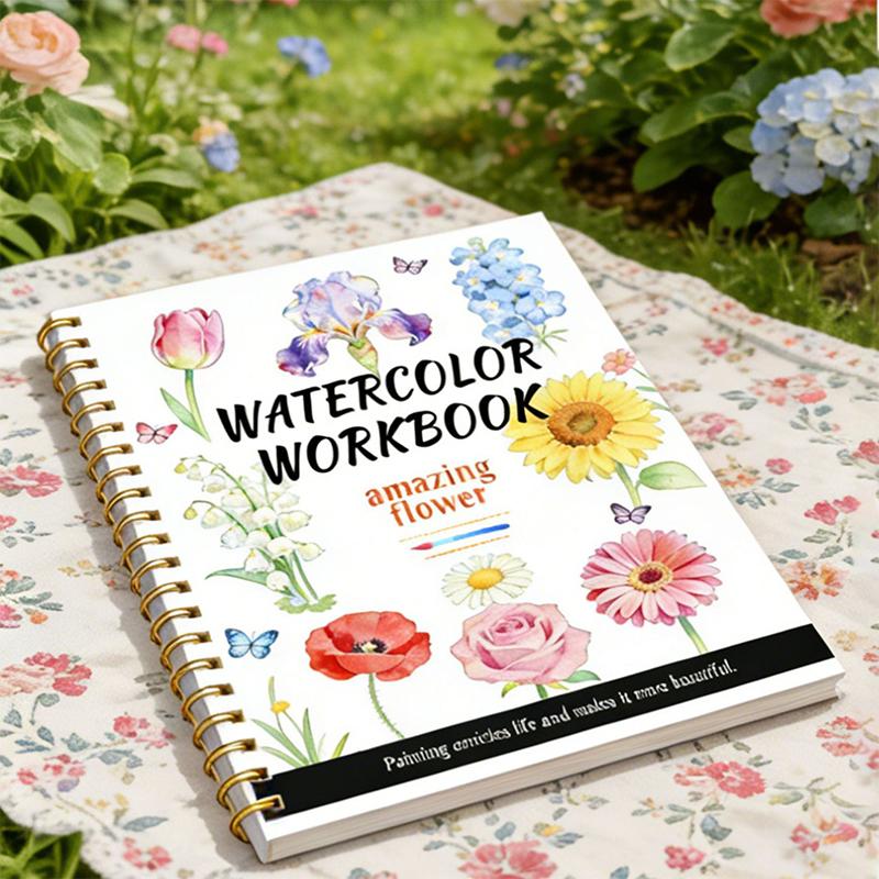 สมุดวาดภาพสีน้ำลายดอกไม้แบบเข้ - Art Craft Items บทวิจารณ์และราคา